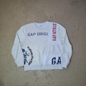 Vintage 'GAP' sunfaded patchwork crew-neck sweatshirt men's XL